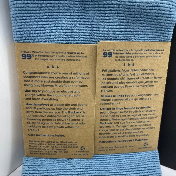 Norwex Basic Package EnviroCloth Teal w/Dark Trim + Window Cloth Leaf New - Picture 5 of 9